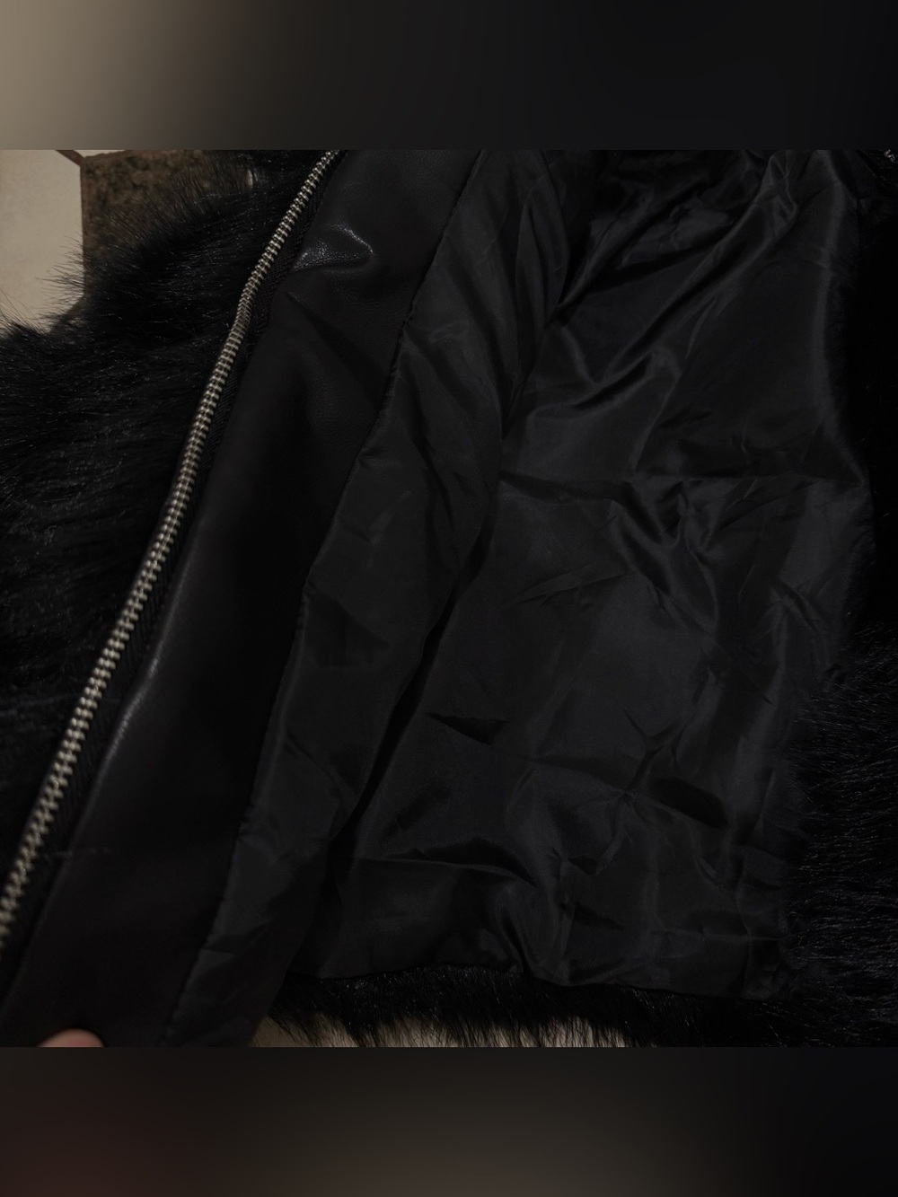 Source Unknown Black Plush Faux Fur Cropped Teddy Jacket - Picture 4 of 6